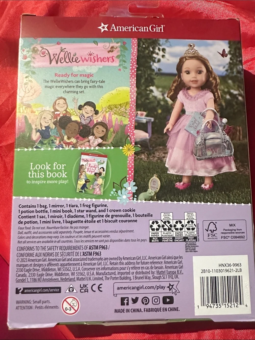 NEW American Girl Wellie Wishers Royal Accessory Set - Green Purple Pink, Silver